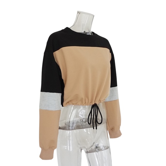 πTake It Easy Black Beige Crew Neck Top - Picture 6 of 8